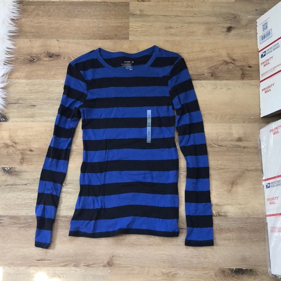 Old Navy Tops - Blue Striped Long Sleeved Tee - New With Tags
